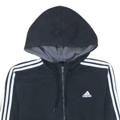 Adidas Mens Black Grey Full Zip Hoodie Size M Fleece Casual Hooded Sweatshirt