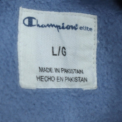 Champion Men's Blue Pullover Hoodie L Fleece Logo Sportswear