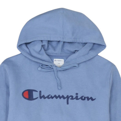 Champion Men's Blue Pullover Hoodie L Fleece Logo Sportswear