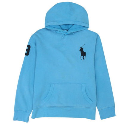 Ralph Lauren Men's Blue Pullover Hoodie XL Fleece Logo Sweatshirt