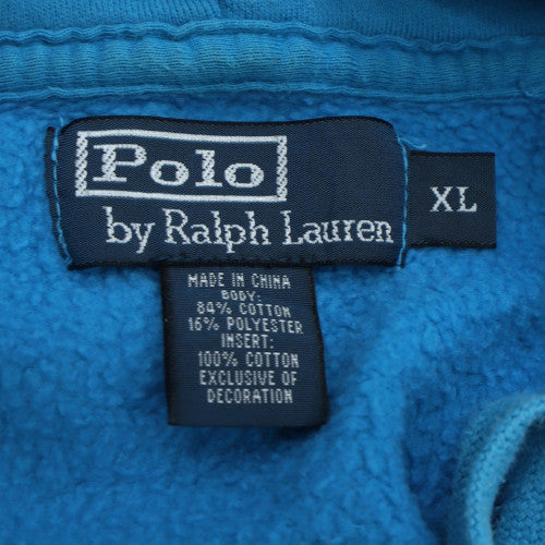 Ralph Lauren Men's Blue Pullover Hoodie XL Fleece Logo Sweatshirt