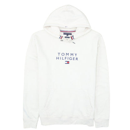 Tommy Hilfiger Men's White 2XL Pullover Hoodie with Logo