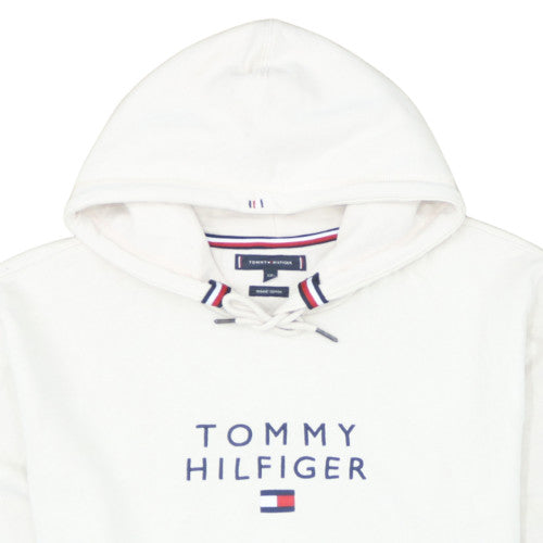 Tommy Hilfiger Men's White 2XL Pullover Hoodie with Logo