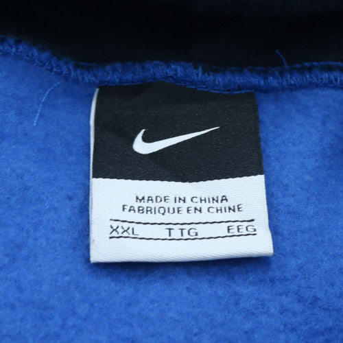 Nike Men's Blue Check Pullover Hoodie 2XL Fleece Sweatshirt