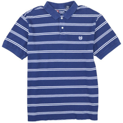 Chaps Men's Blue Striped Polo Shirt XL 100% Cotton Classic Fit
