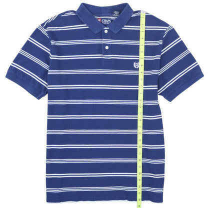 Chaps Men's Blue Striped Polo Shirt XL 100% Cotton Classic Fit