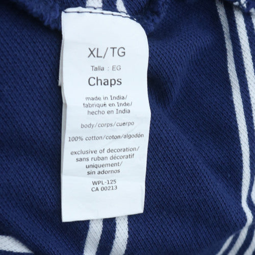 Chaps Men's Blue Striped Polo Shirt XL 100% Cotton Classic Fit