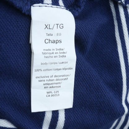 Chaps Men's Blue Striped Polo Shirt XL 100% Cotton Classic Fit