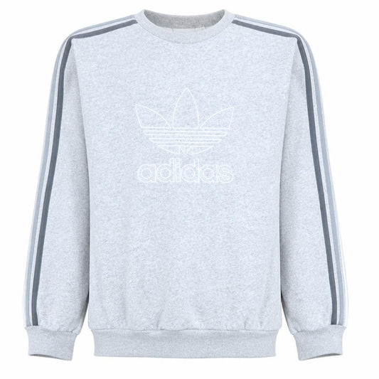 Front view of Adidas Men's Grey Crew Neck Pullover Sweatshirt, size M