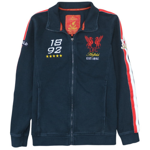 Liverpool FC Men's Navy Full Zip Sweatshirt Medium Embroidered Anfield Design