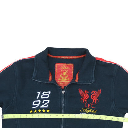 Liverpool FC Men's Navy Full Zip Sweatshirt Medium Embroidered Anfield Design