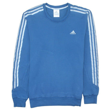 Adidas Boys Blue Crew Neck Pullover Sweatshirt Size M Classic Logo