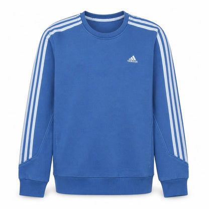 Adidas Boys Blue Crew Neck Pullover Sweatshirt Size M Classic Logo