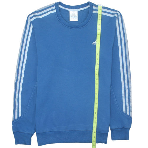 Adidas Boys Blue Crew Neck Pullover Sweatshirt Size M Classic Logo