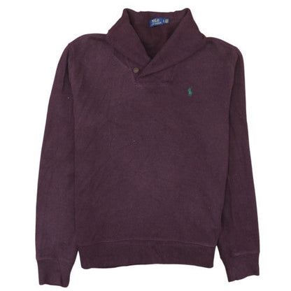 Polo Ralph Lauren Men's Purple Cotton Shawl Neck Jumper Size L