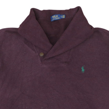 Polo Ralph Lauren Men's Purple Cotton Shawl Neck Jumper Size L
