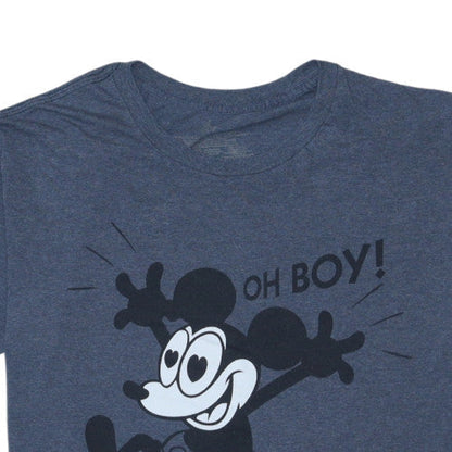Disney Women's Blue Mickey Mouse Oh Boy! Graphic T-Shirt Size L