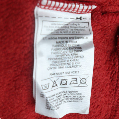 Adidas Mens Red Pullover Hoodie L Fleece Sweatshirt Classic Style