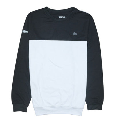 Lacoste Men's Black White 2XL Crew Neck Pullover Sweatshirt
