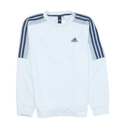 Adidas Men White Crew Neck Long Sleeve Pullover Sweatshirt Size L