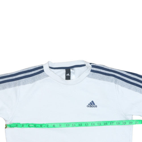 Adidas Men White Crew Neck Long Sleeve Pullover Sweatshirt Size L