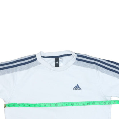 Adidas Men White Crew Neck Long Sleeve Pullover Sweatshirt Size L