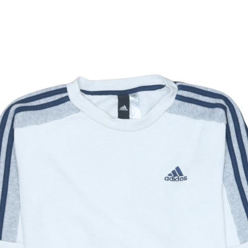 Adidas Men White Crew Neck Long Sleeve Pullover Sweatshirt Size L