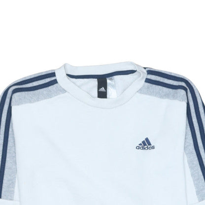 Adidas Men White Crew Neck Long Sleeve Pullover Sweatshirt Size L