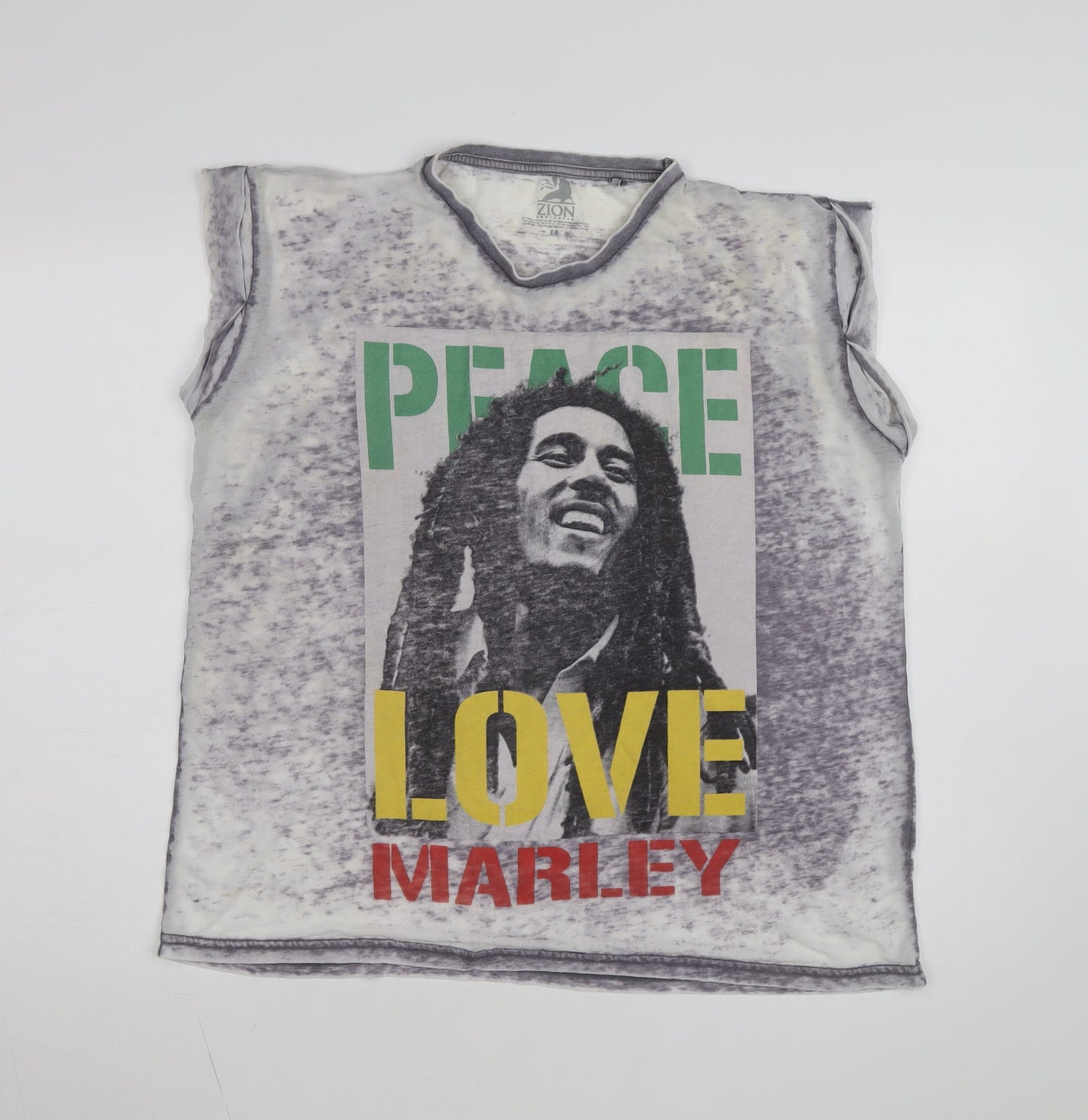 Zion Rootswear Women's Grey Bob Marley Sleeveless Graphic T-Shirt Size 16
