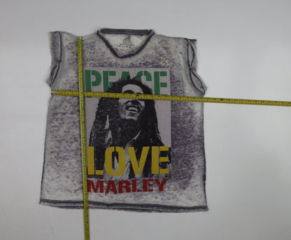Zion Rootswear Women's Grey Bob Marley Sleeveless Graphic T-Shirt Size 16
