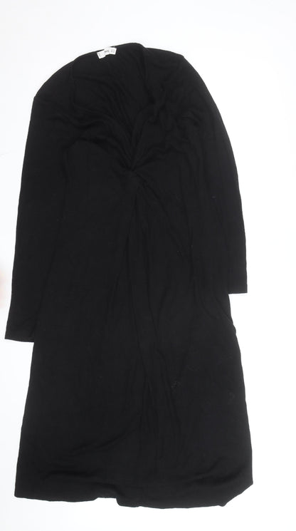 MNG Women's Black Plus Size 2XL Knit Bodycon V-Neck Long Sleeve Dress