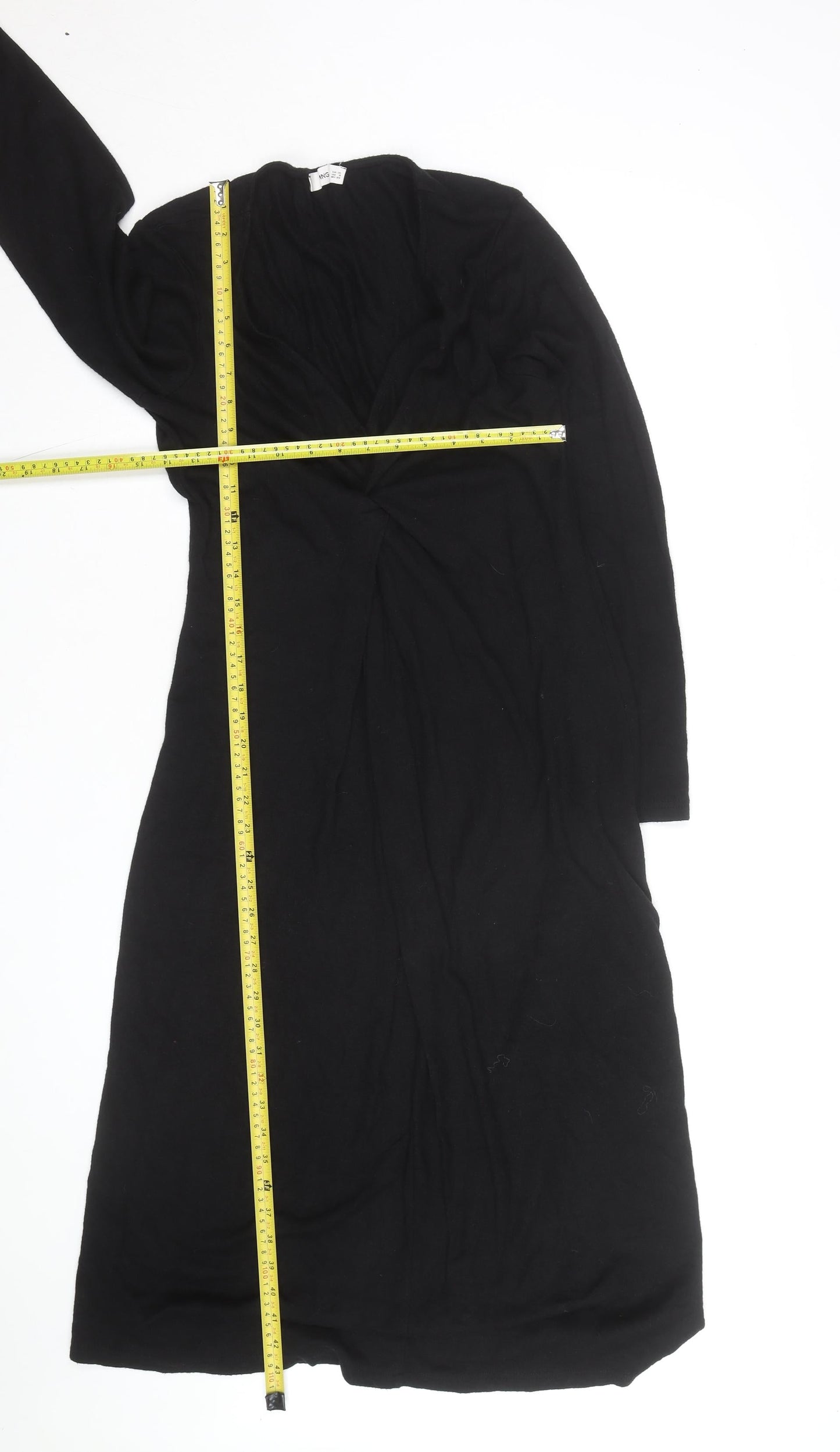 MNG Women's Black Plus Size 2XL Knit Bodycon V-Neck Long Sleeve Dress