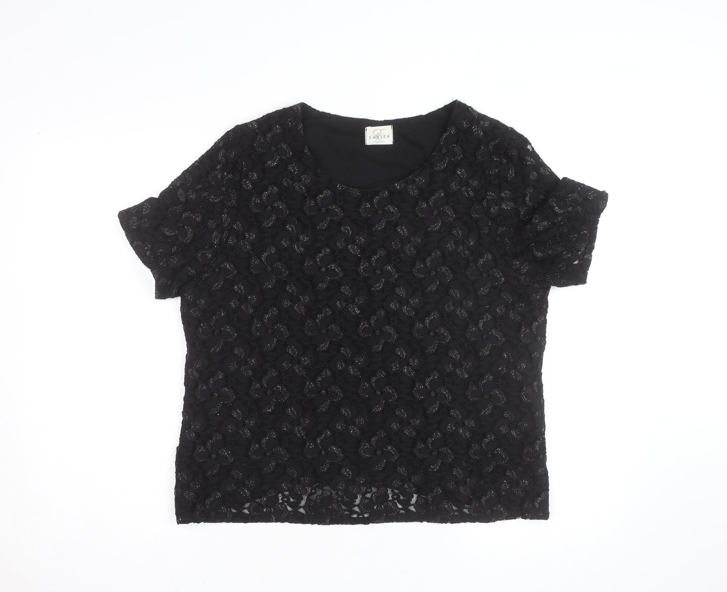Eastex Women's Black Lace Short Sleeve Blouse Size 16