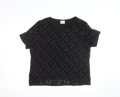 Eastex Women's Black Lace Short Sleeve Blouse Size 16