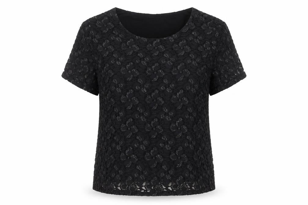 Eastex Women's Black Lace Short Sleeve Blouse Size 16