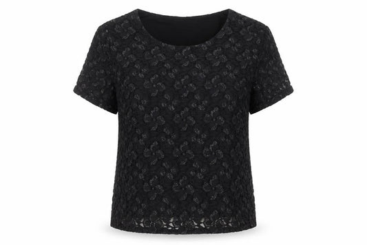 Eastex Women's Black Lace Short Sleeve Blouse Size 16