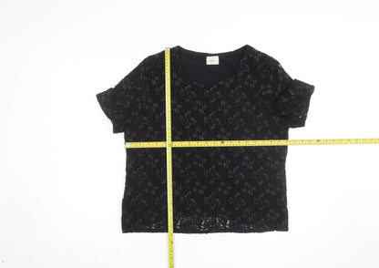Eastex Women's Black Lace Short Sleeve Blouse Size 16
