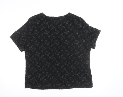 Eastex Women's Black Lace Short Sleeve Blouse Size 16