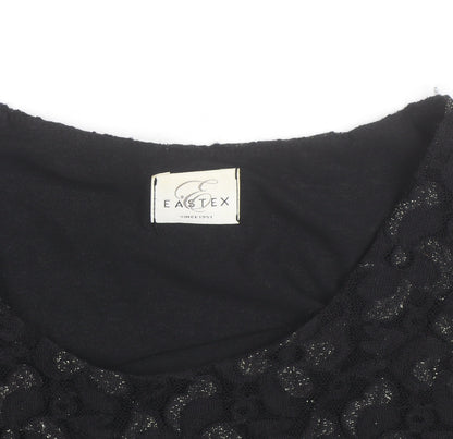 Eastex Women's Black Lace Short Sleeve Blouse Size 16