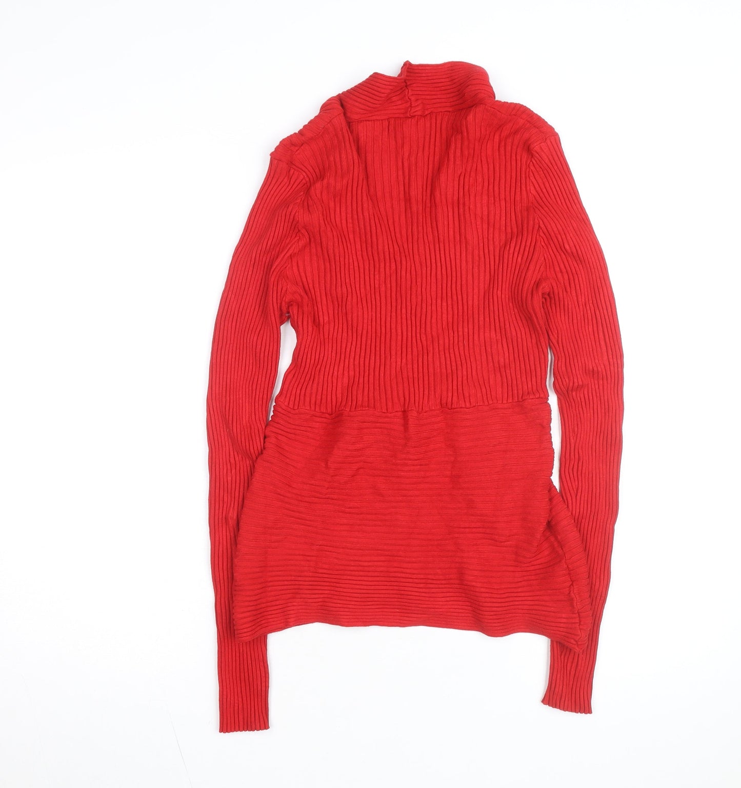 PattyBoutik Women's Red Long Sleeve Wrap Knit Blouse Size 14