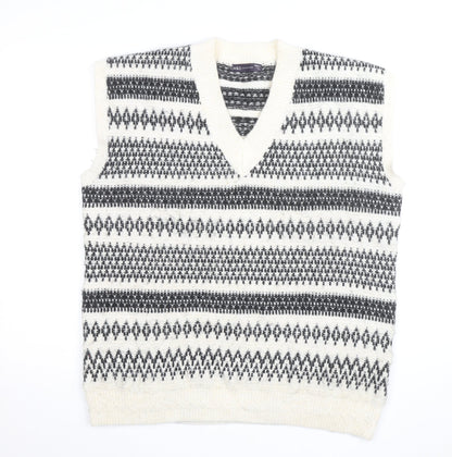 Marks and Spencer Women's Ivory Fair Isle Knit Sleeveless Vest M