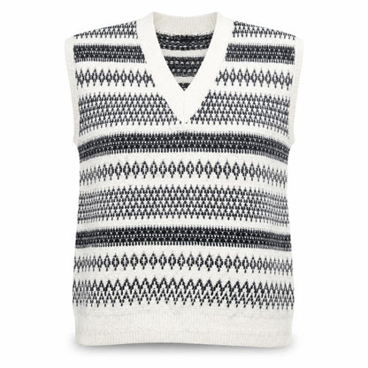 Marks & Spencer Women's Ivory Fair Isle Knit Sleeveless Vest M