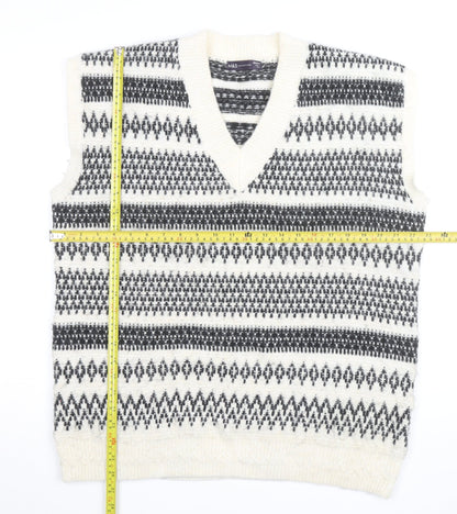 Marks and Spencer Women's Ivory Fair Isle Knit Sleeveless Vest M