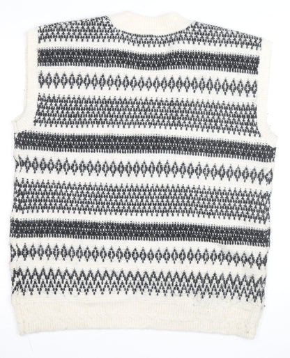 Marks and Spencer Women's Ivory Fair Isle Knit Sleeveless Vest M