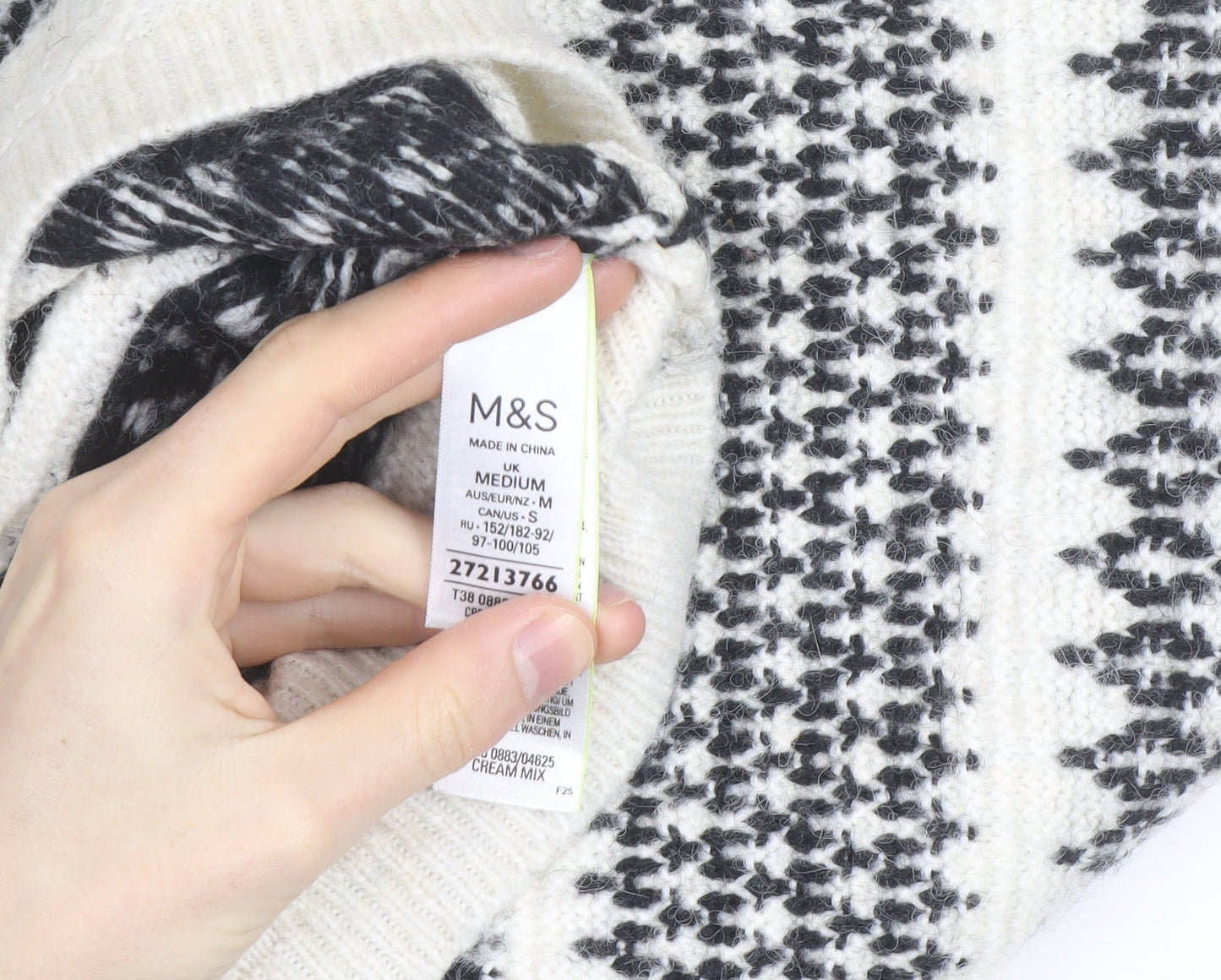 Marks and Spencer Women's Ivory Fair Isle Knit Sleeveless Vest M