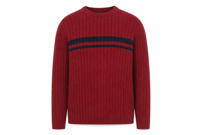 Togo Mens Red Cotton Rib Knit Crew Neck Pullover Jumper L
