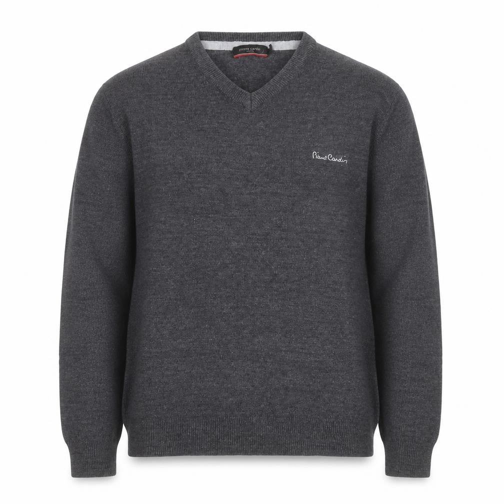 Pierre Cardin Men's Grey Wool Blend V-Neck Jumper Size S