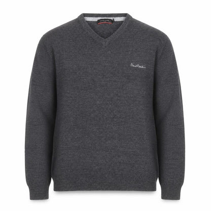 Pierre Cardin Men's Grey Wool Blend V-Neck Jumper Size S