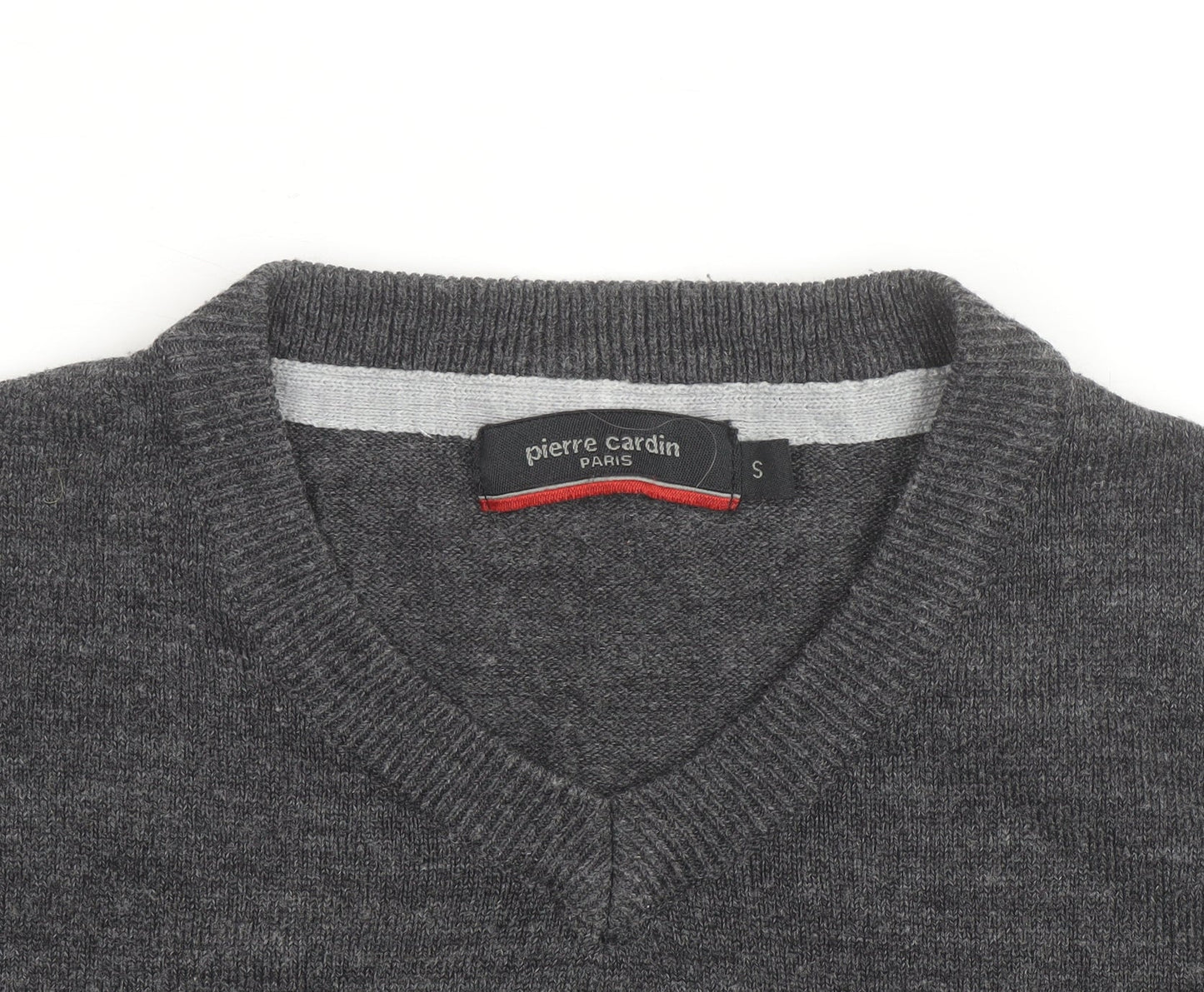 Pierre Cardin Men's Grey Wool Blend V-Neck Jumper Size S