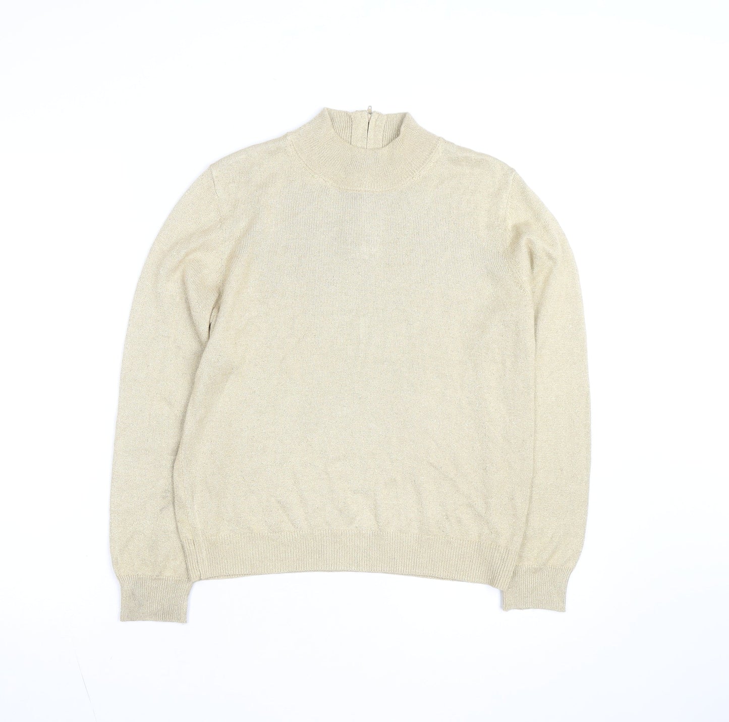 Drapers & Damons Women Beige Mock Neck Long Sleeve Pullover Jumper Size L